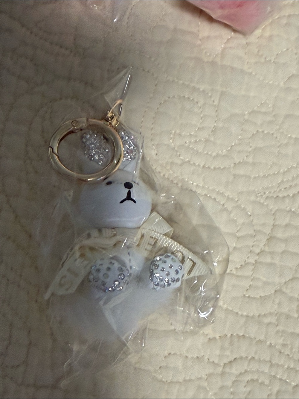 Bag Charm/Key Chain Pink Bunny with Sparkle Ear & Paw Accent! 🌸🐰 - Picture 7 of 8